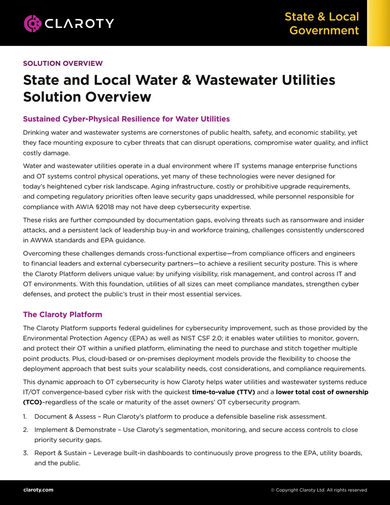 Cybersecurity Solutions for Water Utilities