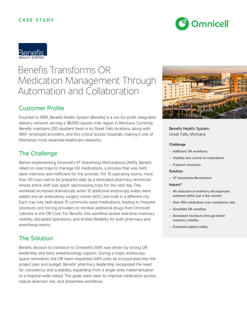 Benefis Health System OR Workflow Improvement Case Study