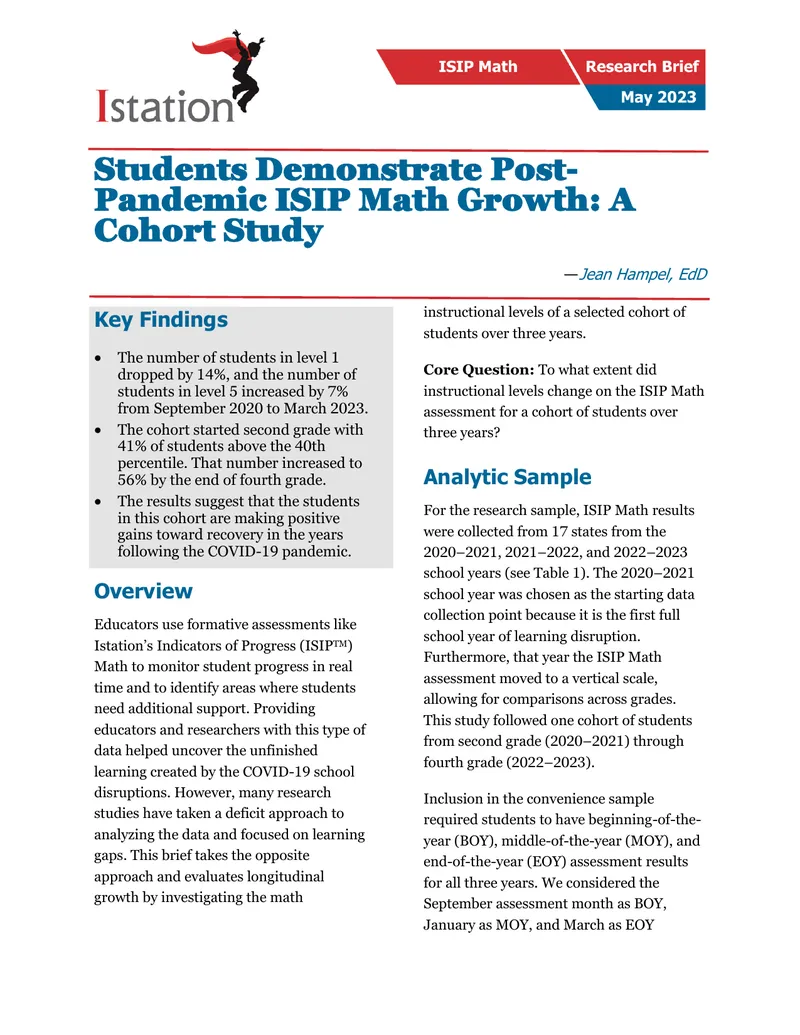 Post-Pandemic Math Growth Cohort Study