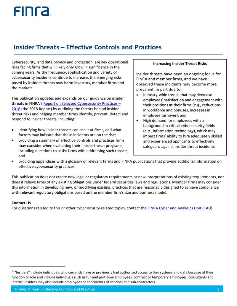 Insider Threats Effective Controls and Practices