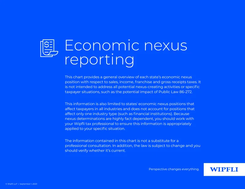 Economic Nexus Reporting Requirements by State