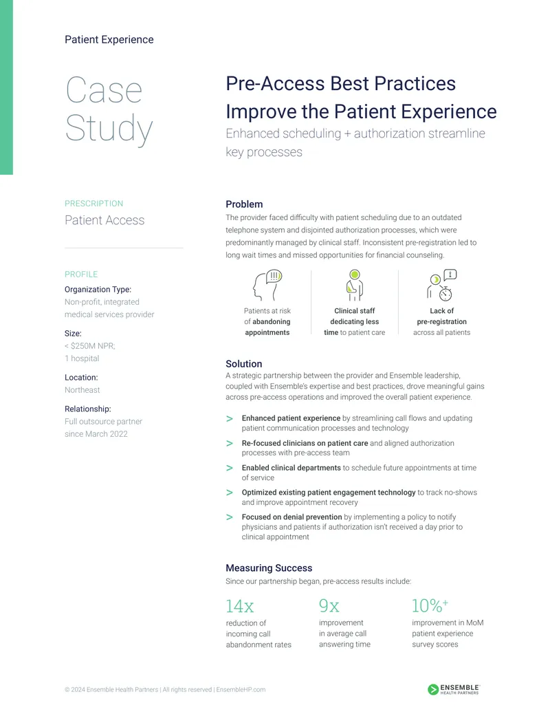 Patient Access Case Study on Experience Improvement