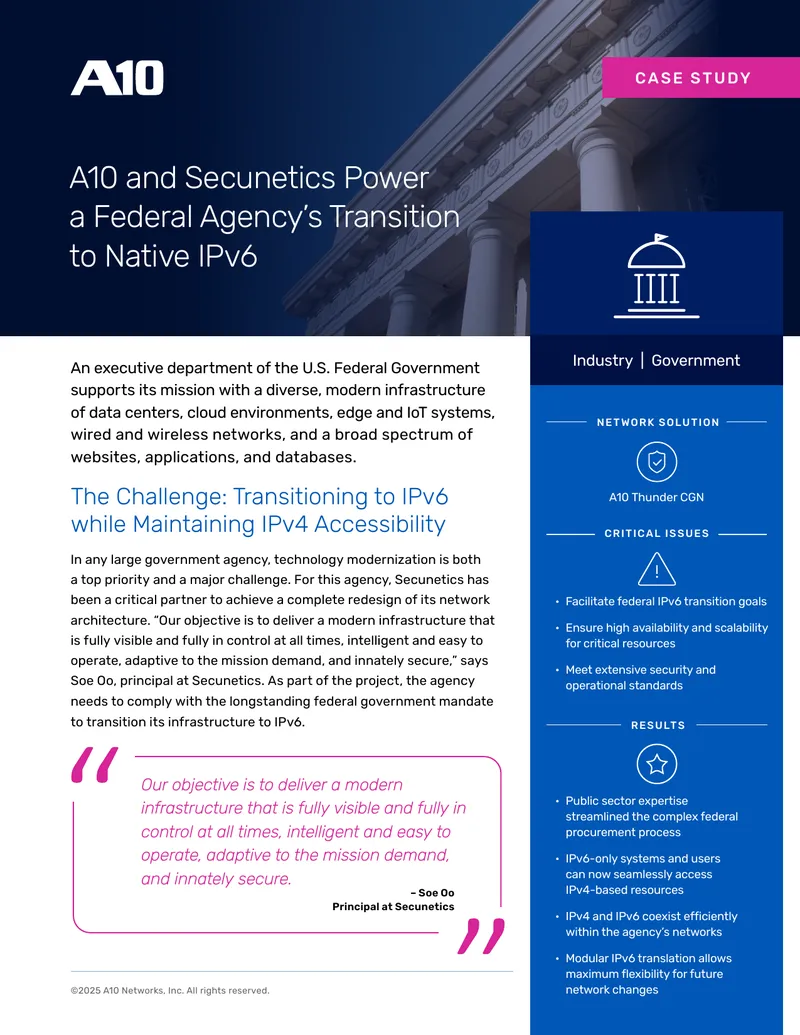 Federal Agency IPv6 Transition Case Study