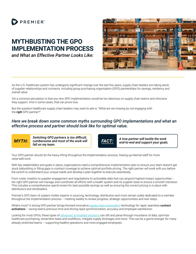 GPO Implementation Process and Effective Partnerships