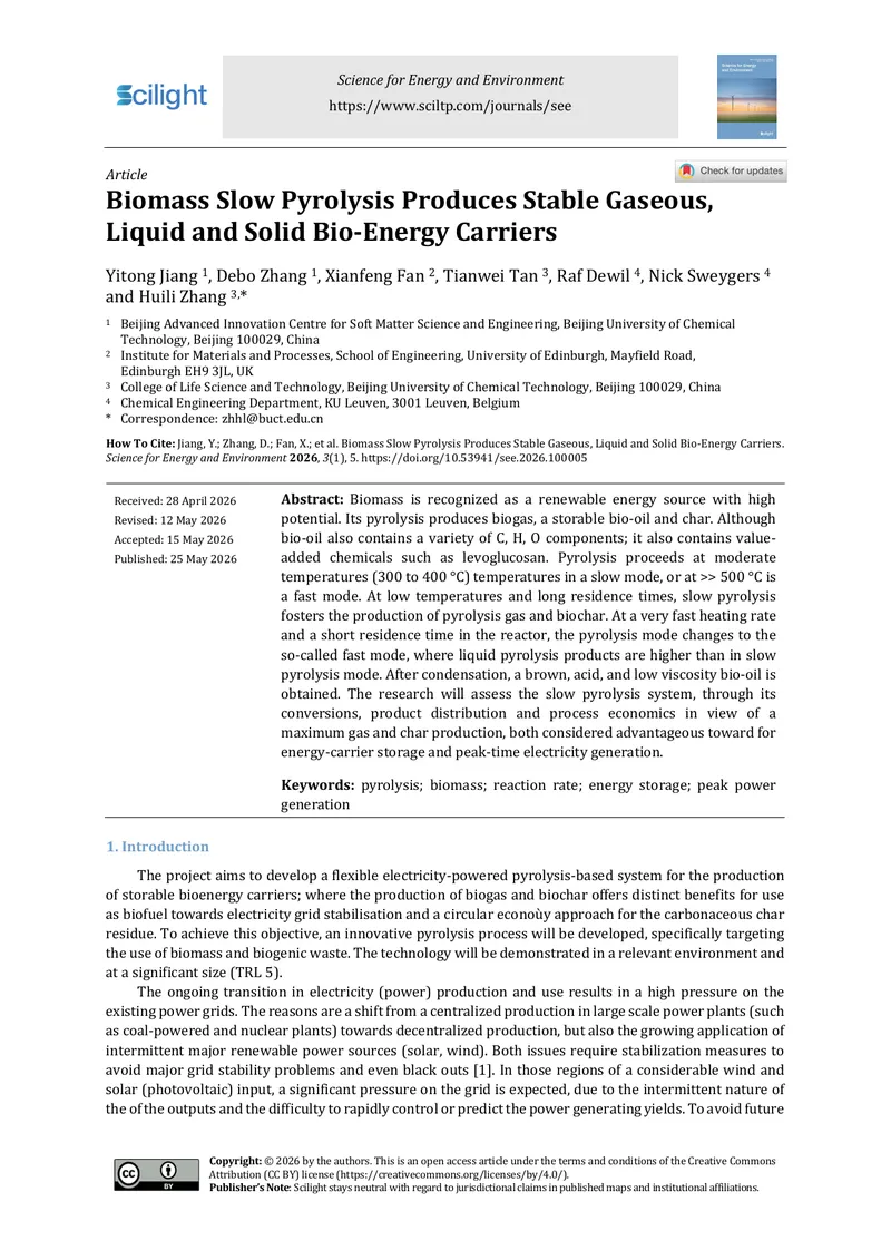 Biomass Slow Pyrolysis for Bio-Energy Production