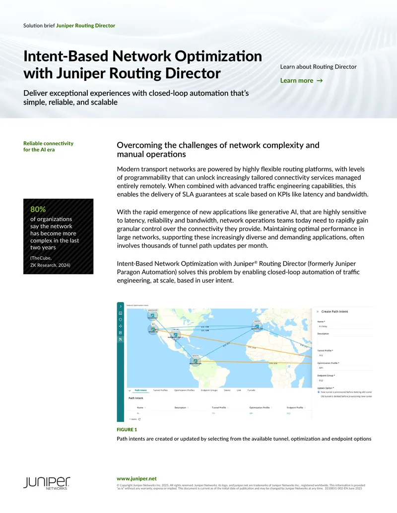 Intent-Based Network Optimization with Juniper Routing Director