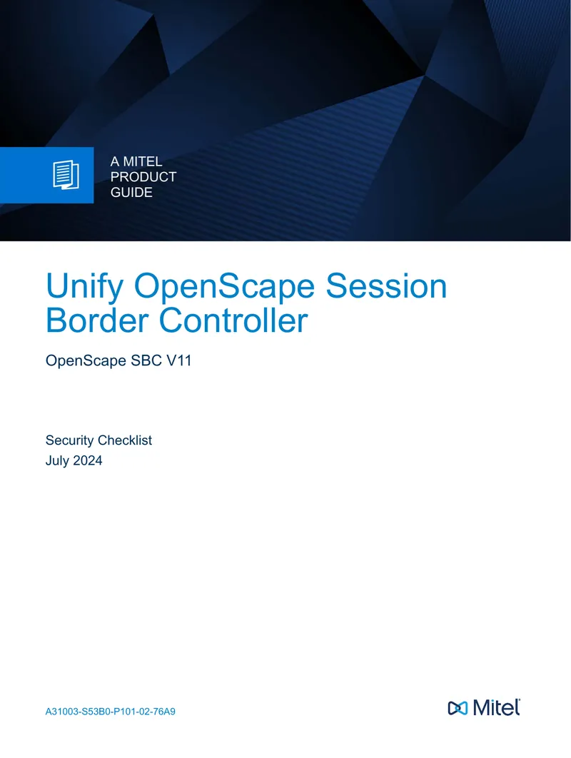 OpenScape SBC V11 Security Checklist Guide preview page 1