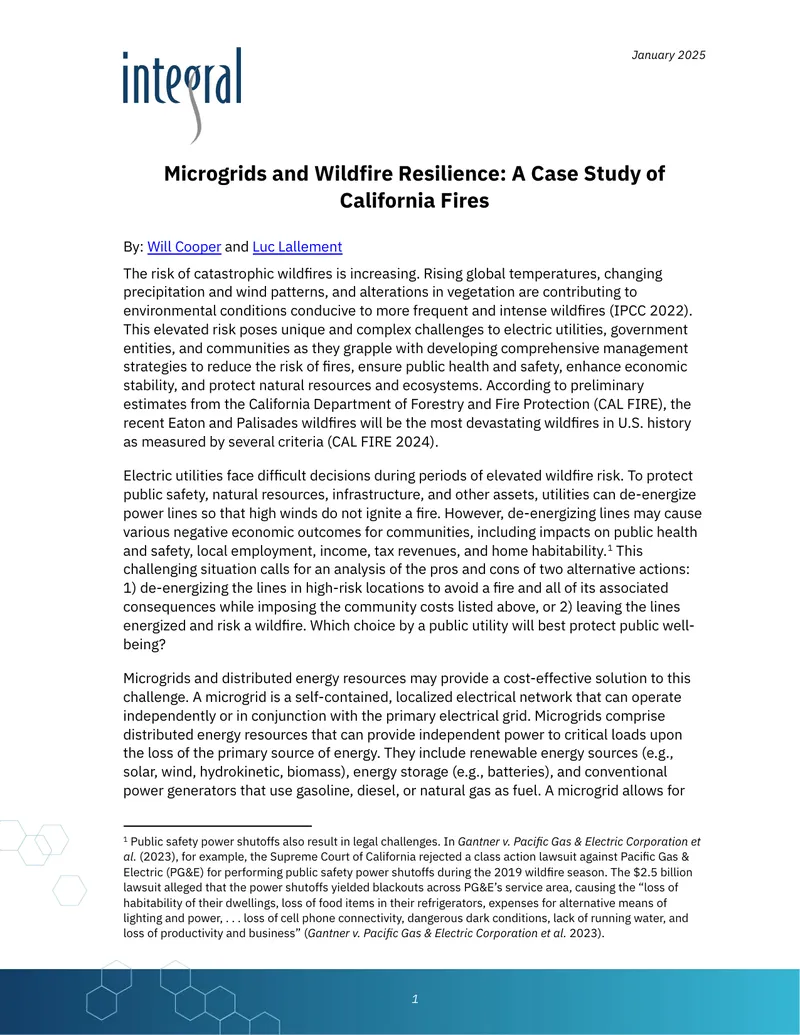 Microgrids and Wildfire Resilience Case Study