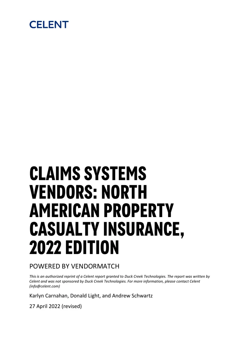 Claims Systems Vendors in North American Property Casualty Insurance