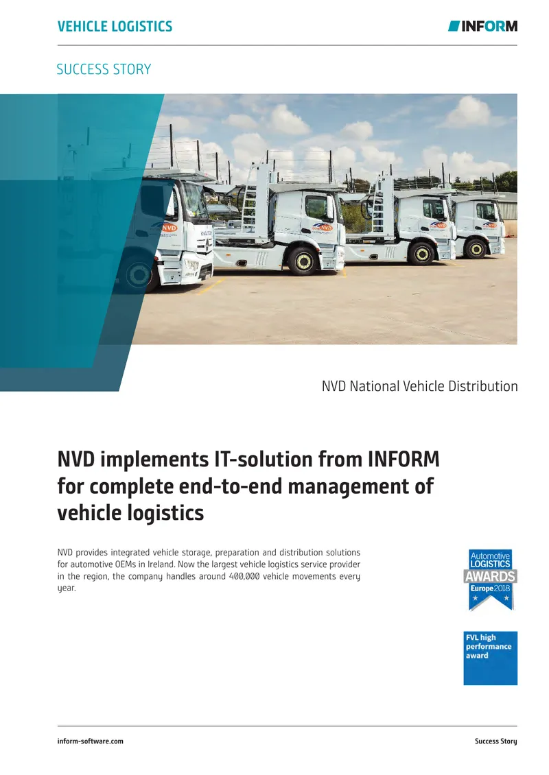 NVD Implements INFORM IT Solution for Vehicle Logistics