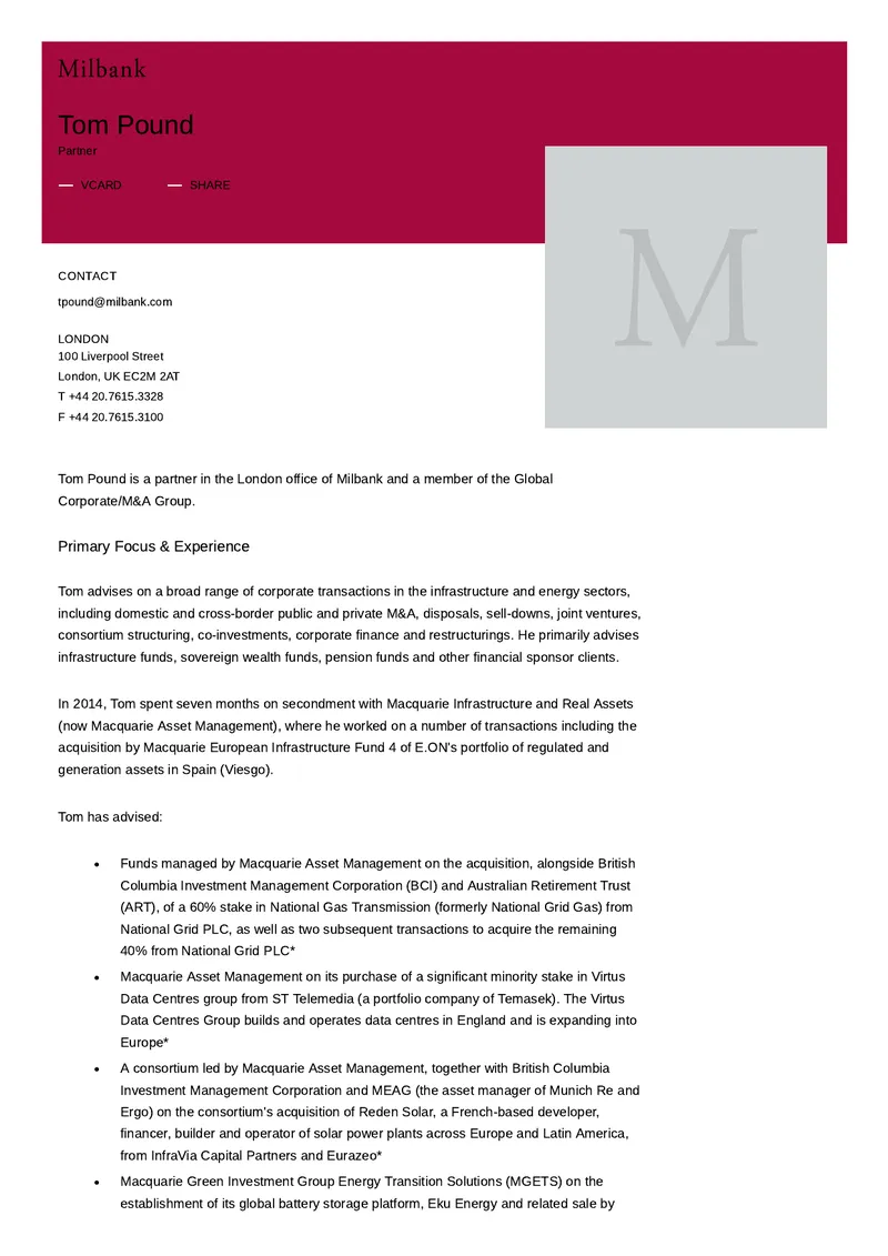 Corporate Transactions Advisory in Infrastructure and Energy Sectors