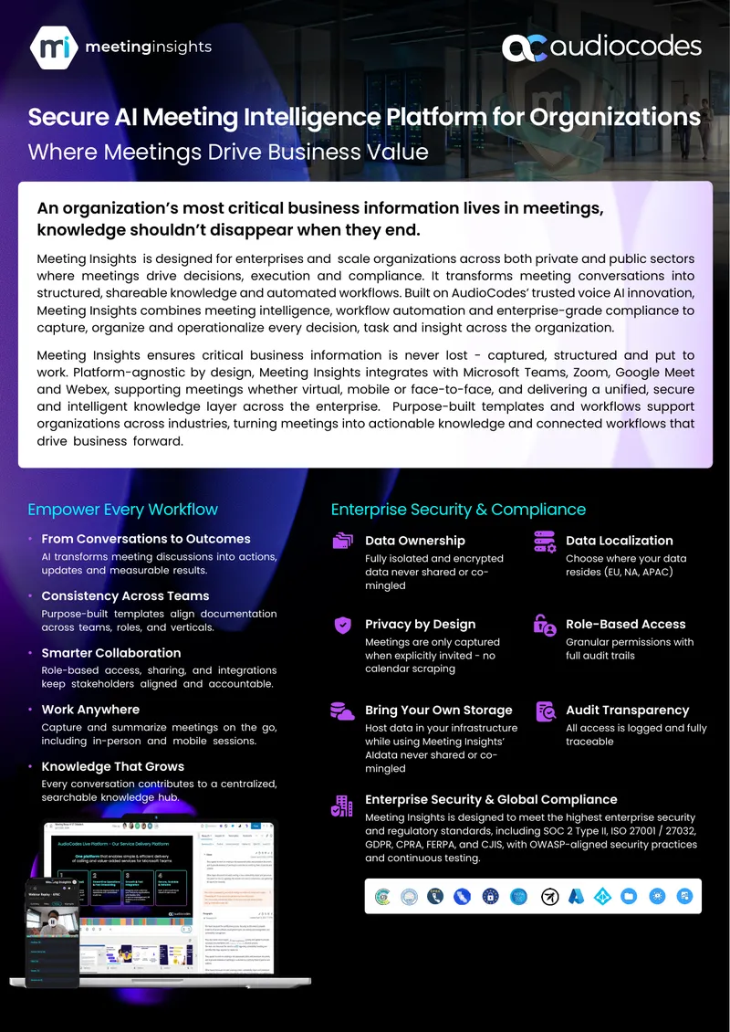 Secure AI Meeting Intelligence Platform Overview