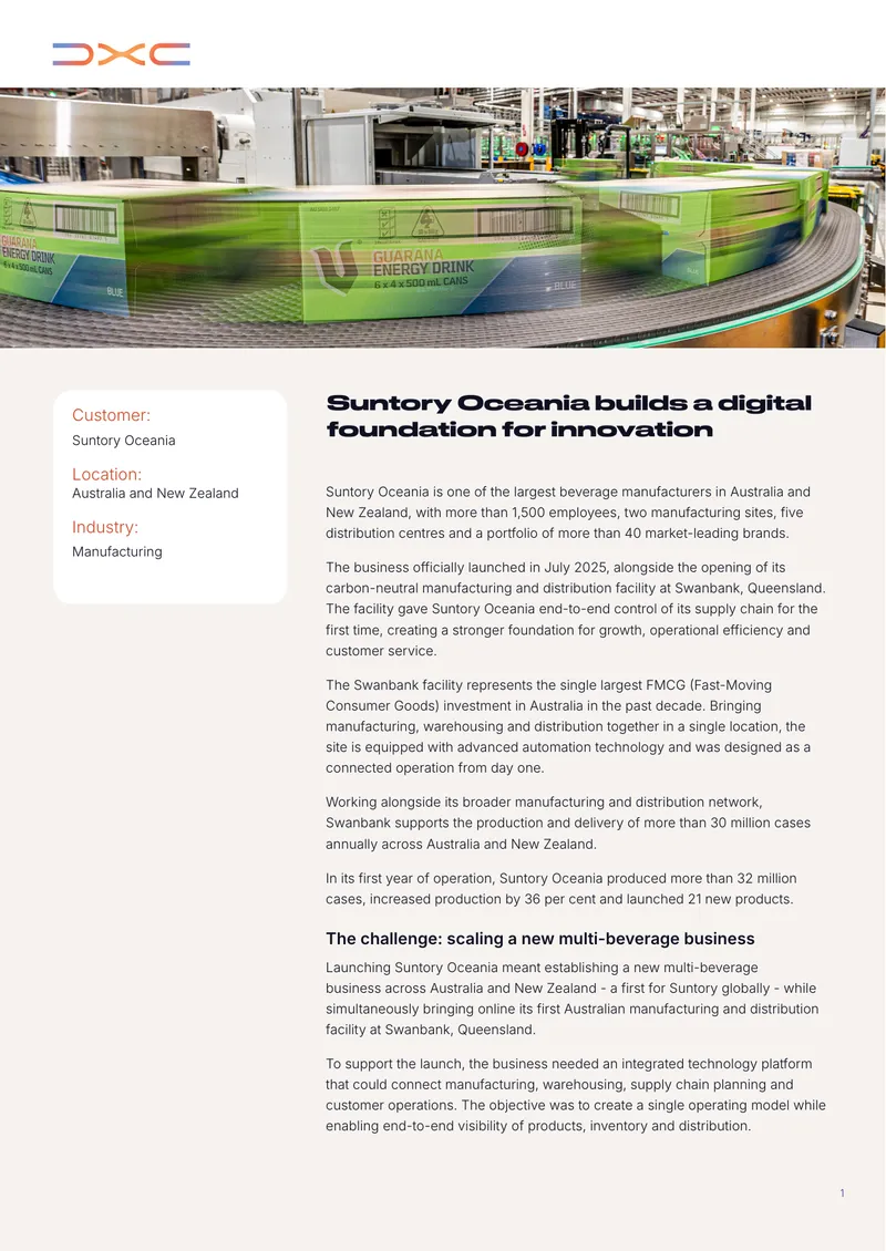 Suntory Oceania Digital Transformation Case Study