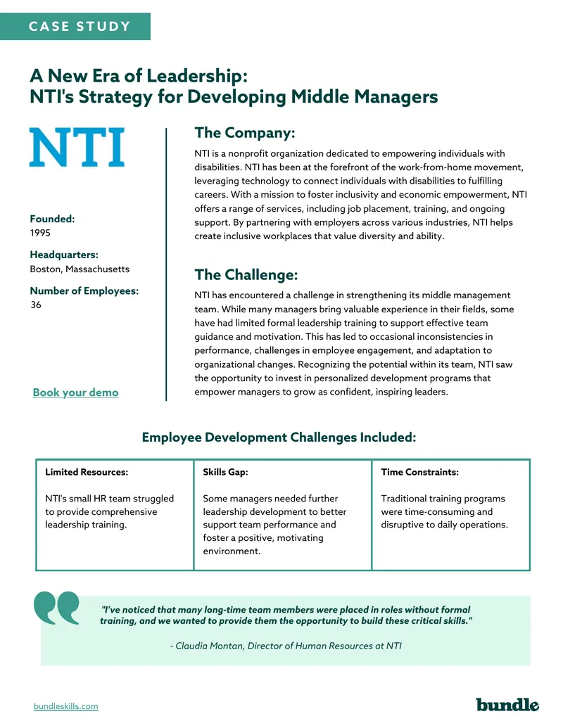 NTI's Strategy for Developing Middle Managers