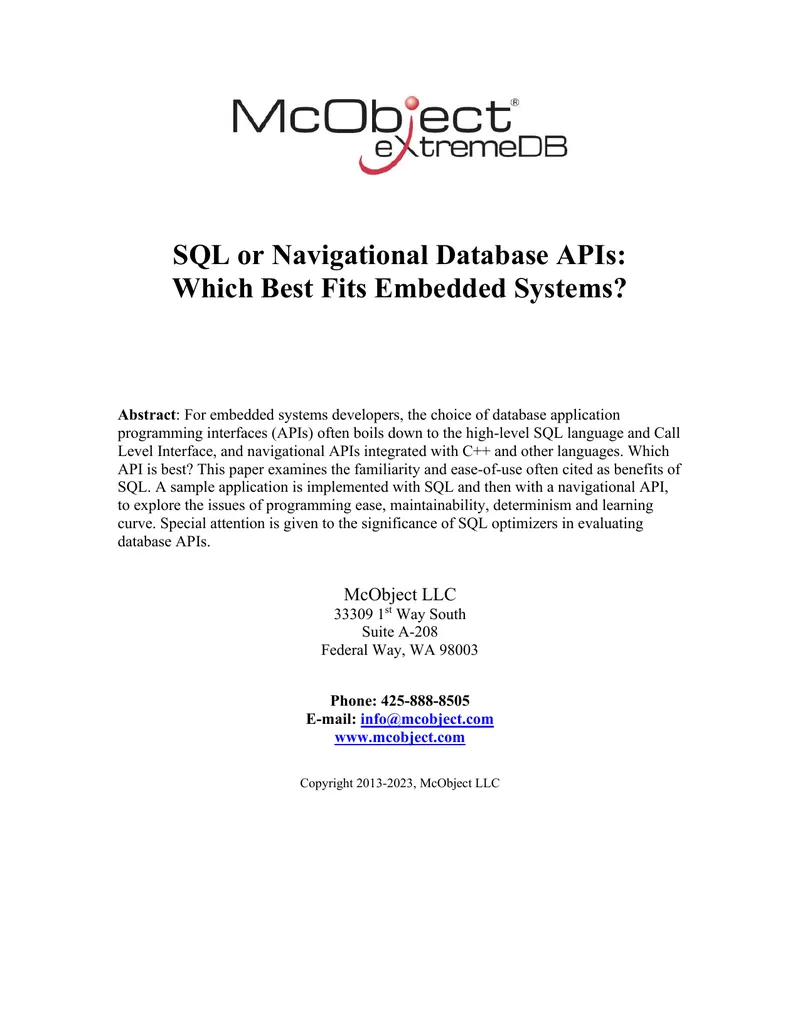 Comparison of SQL and Navigational Database APIs
