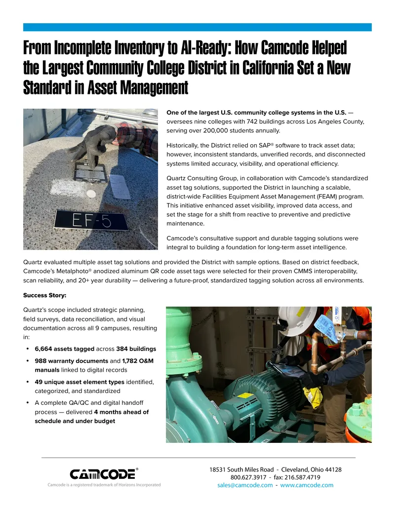 Facilities Equipment Asset Management Program Implementation
