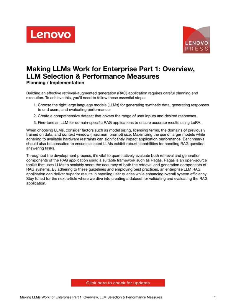 Making LLMs Work for Enterprise Part 1