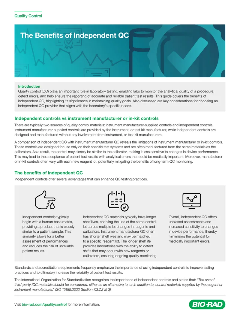 Independent Quality Control in Laboratory Testing