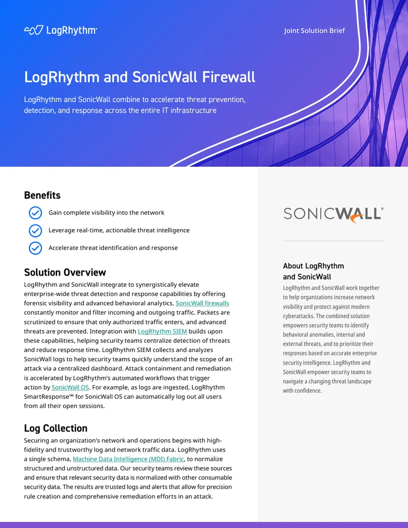 LogRhythm and SonicWall Joint Solution Brief