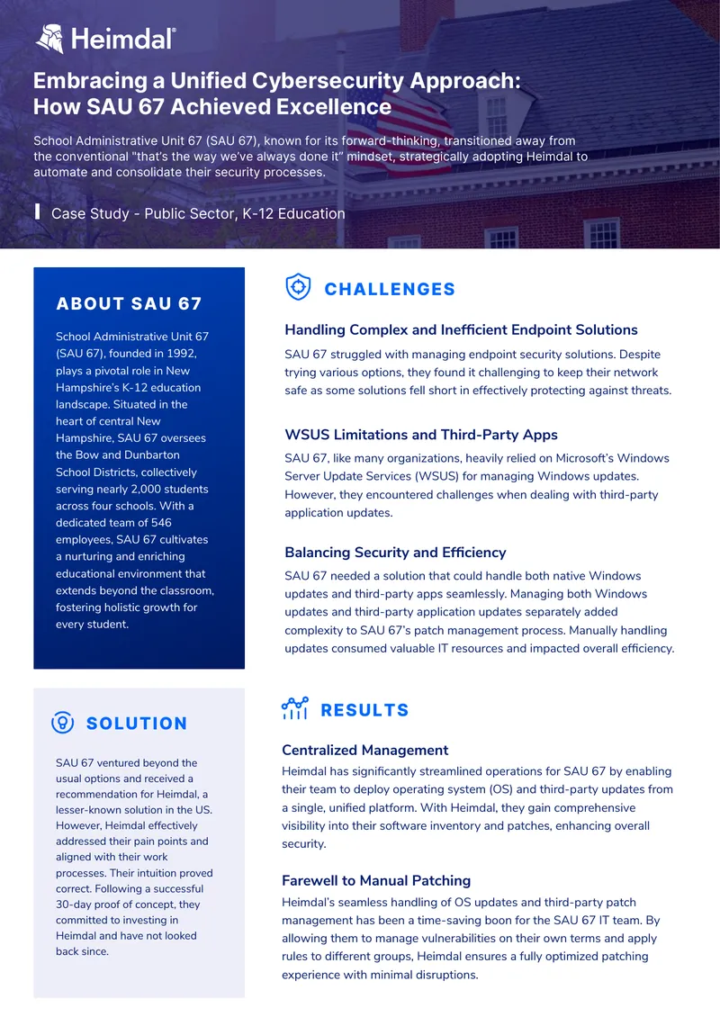 Unified Cybersecurity Approach at SAU 67