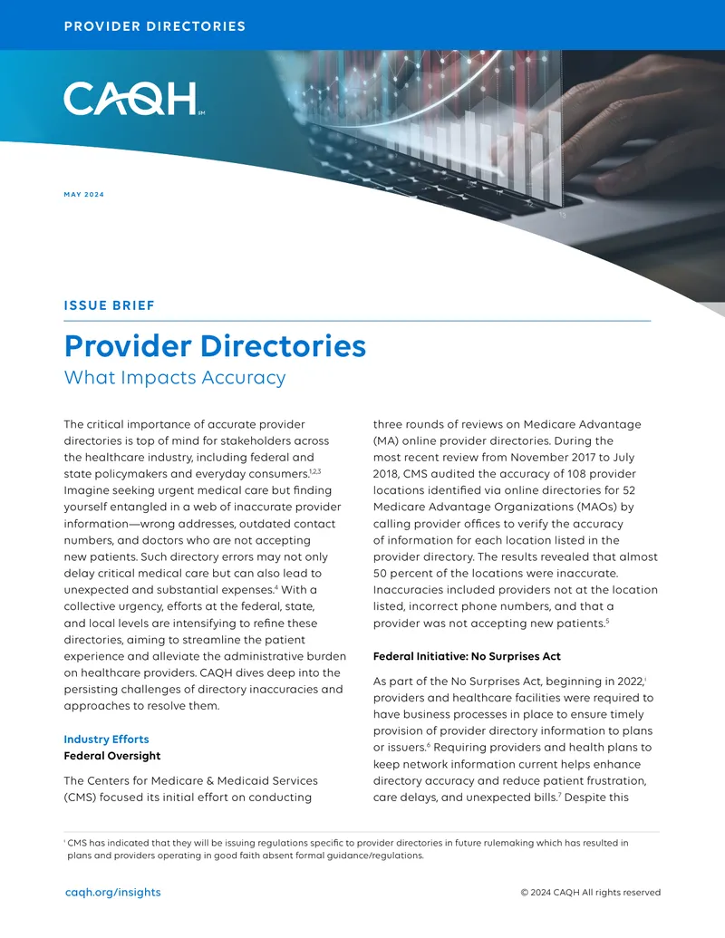 Provider Directories Accuracy and Improvement Strategies