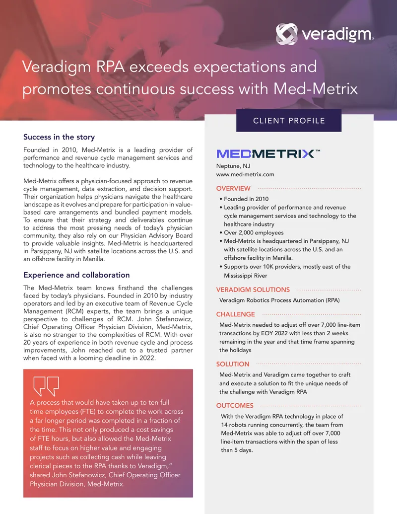 Med-Metrix Revenue Cycle Management Success Story