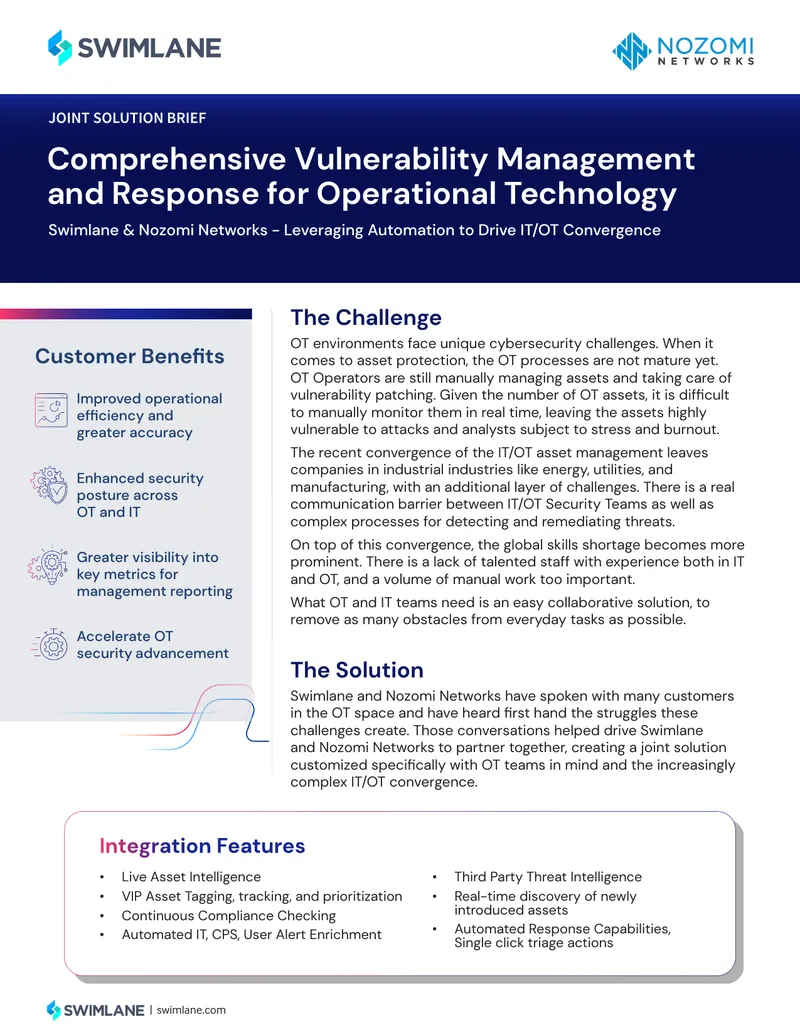 Joint Solution Brief on IT/OT Cybersecurity Challenges