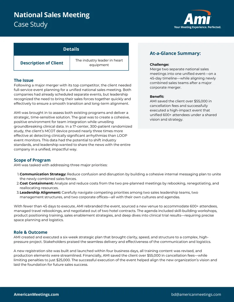 Unified National Sales Meeting Case Study