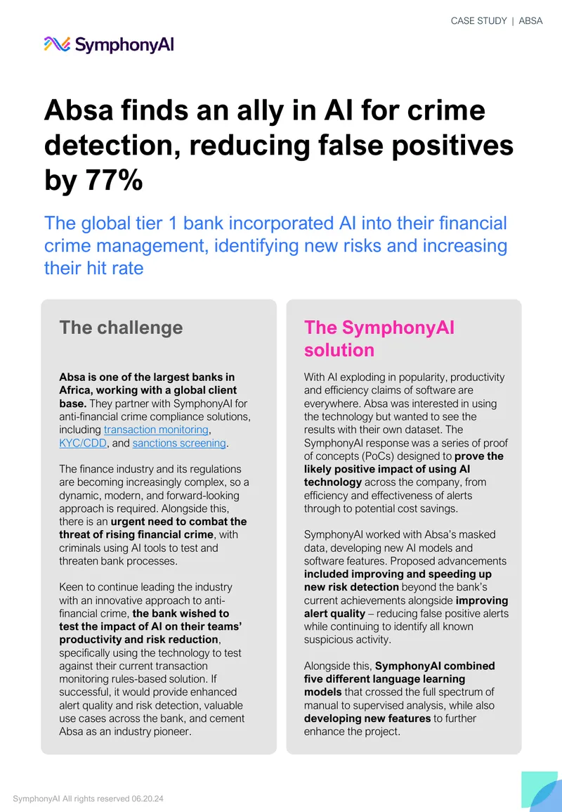 Absa Case Study on AI in Financial Crime Detection