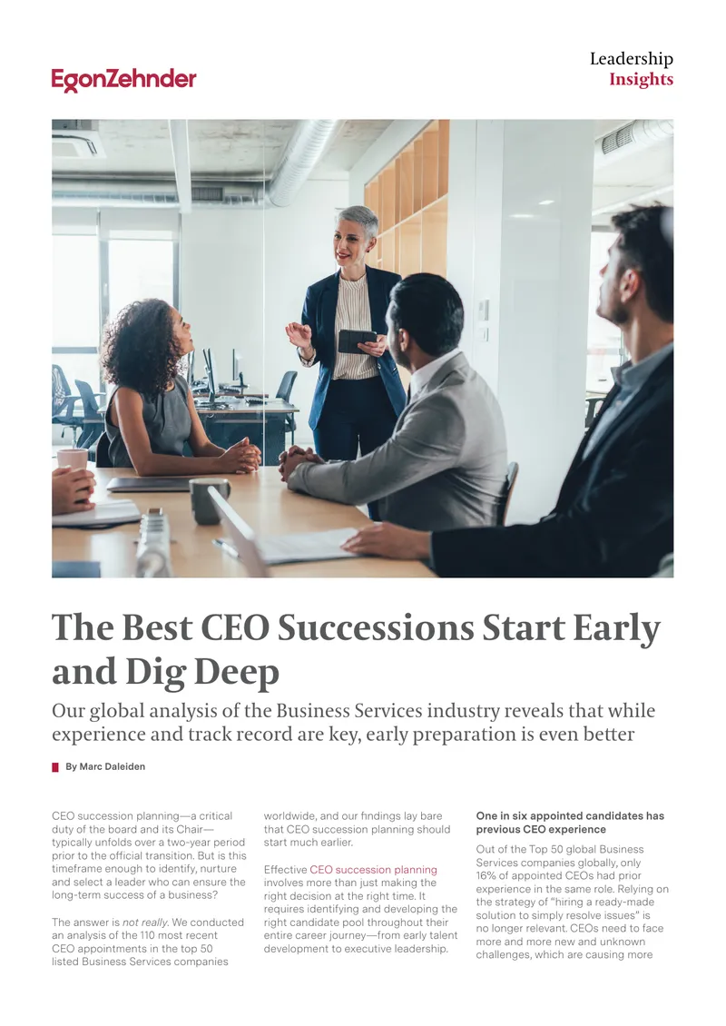 CEO Succession Planning in Business Services