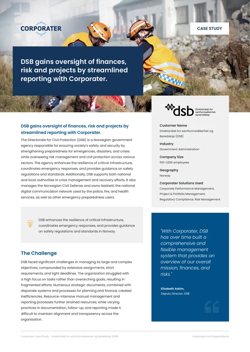 Corporater Case Study on DSB's Management Enhancements