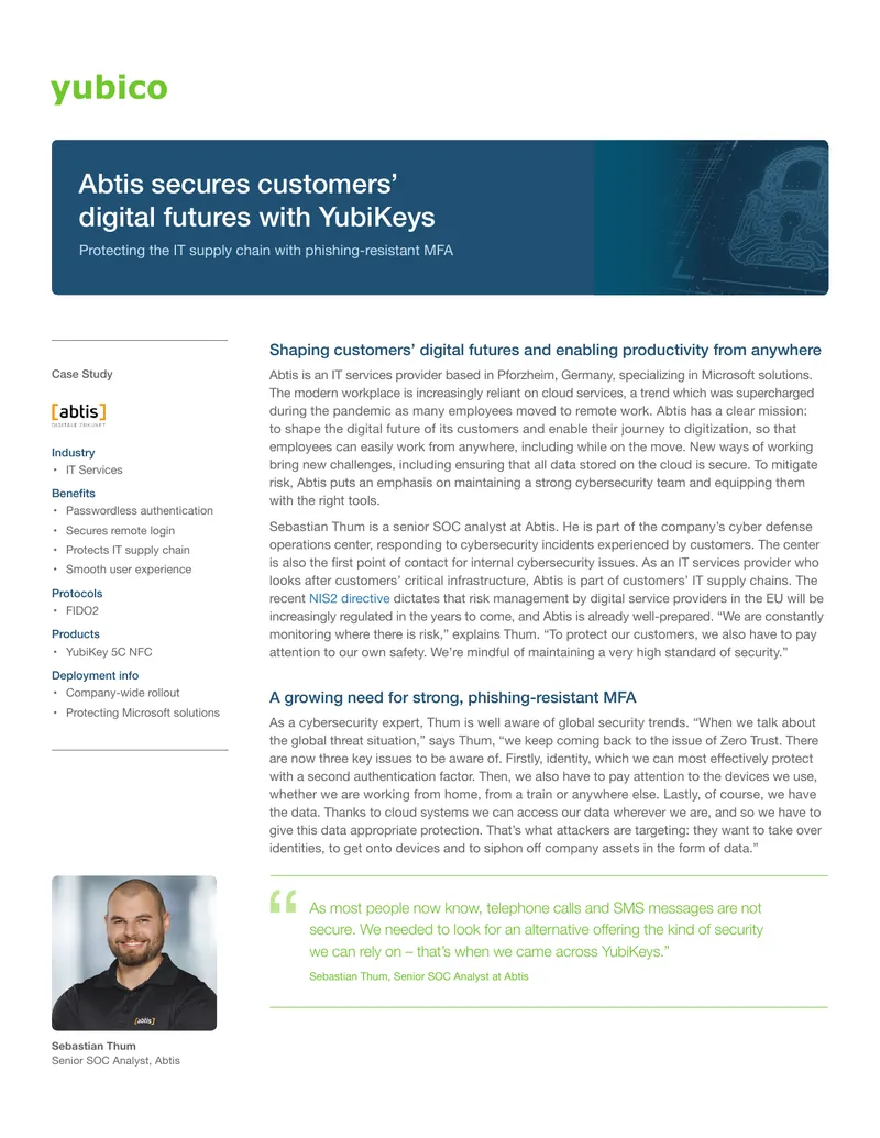 Phishing-Resistant MFA Implementation at Abtis