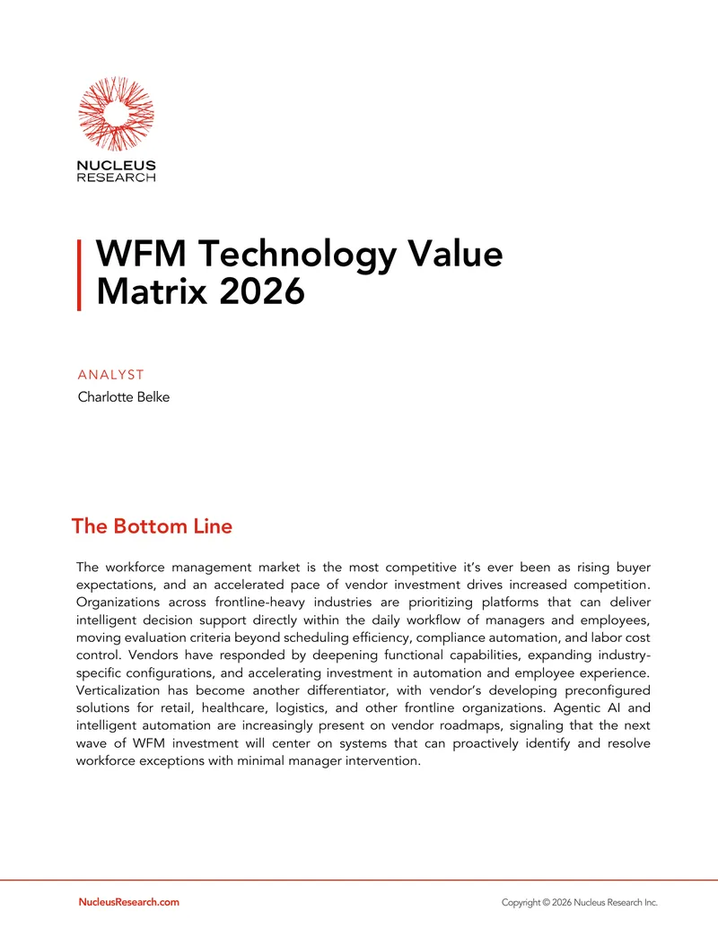 WFM Technology Value Matrix 2026 Analysis