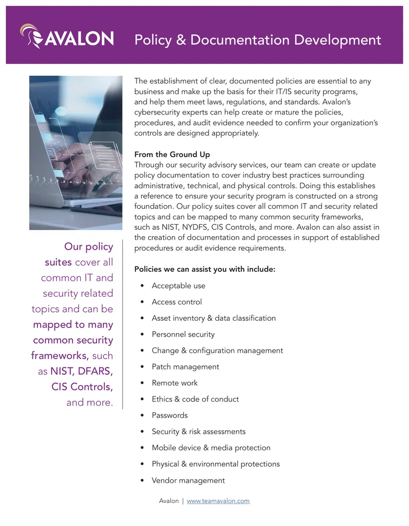 Policy and Documentation Development for IT Security