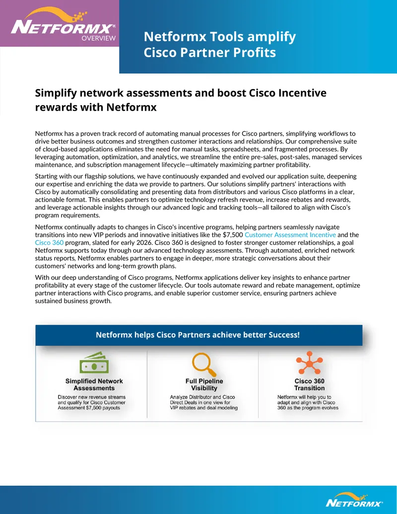 Netformx Tools for Cisco Partner Profitability