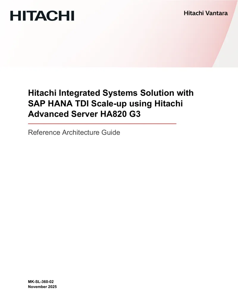 Hitachi Integrated Systems Solution with SAP HANA TDI Reference Architecture Guide