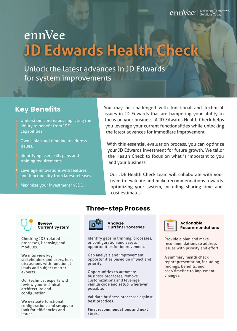 JD Edwards Health Check Evaluation Process