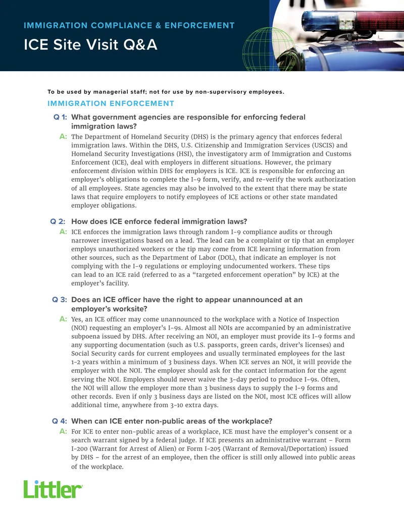 ICE Site Visit Compliance and Enforcement Guide