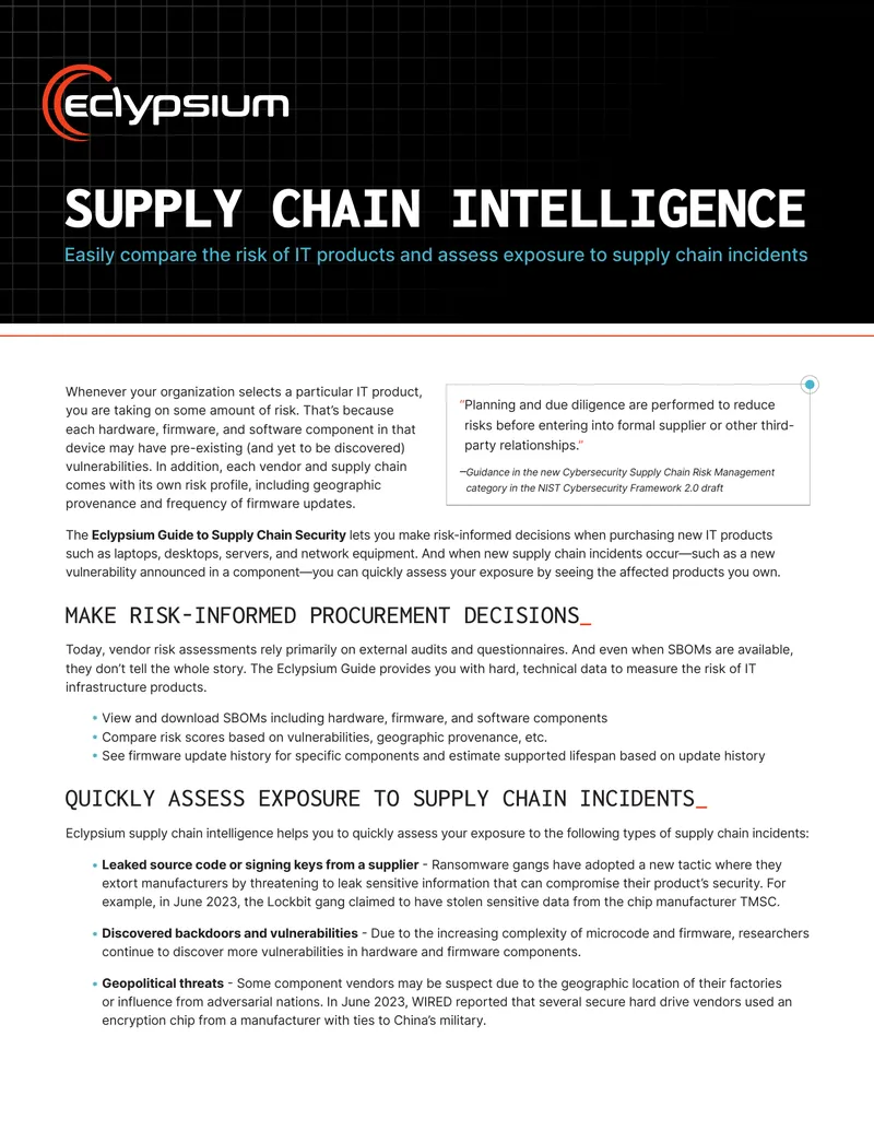 Eclypsium Guide to Supply Chain Security