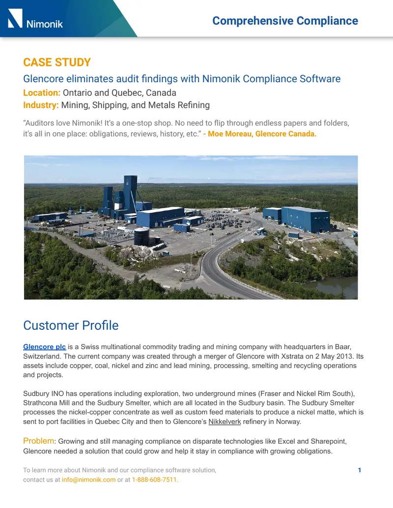 Glencore Compliance Improvement Case Study