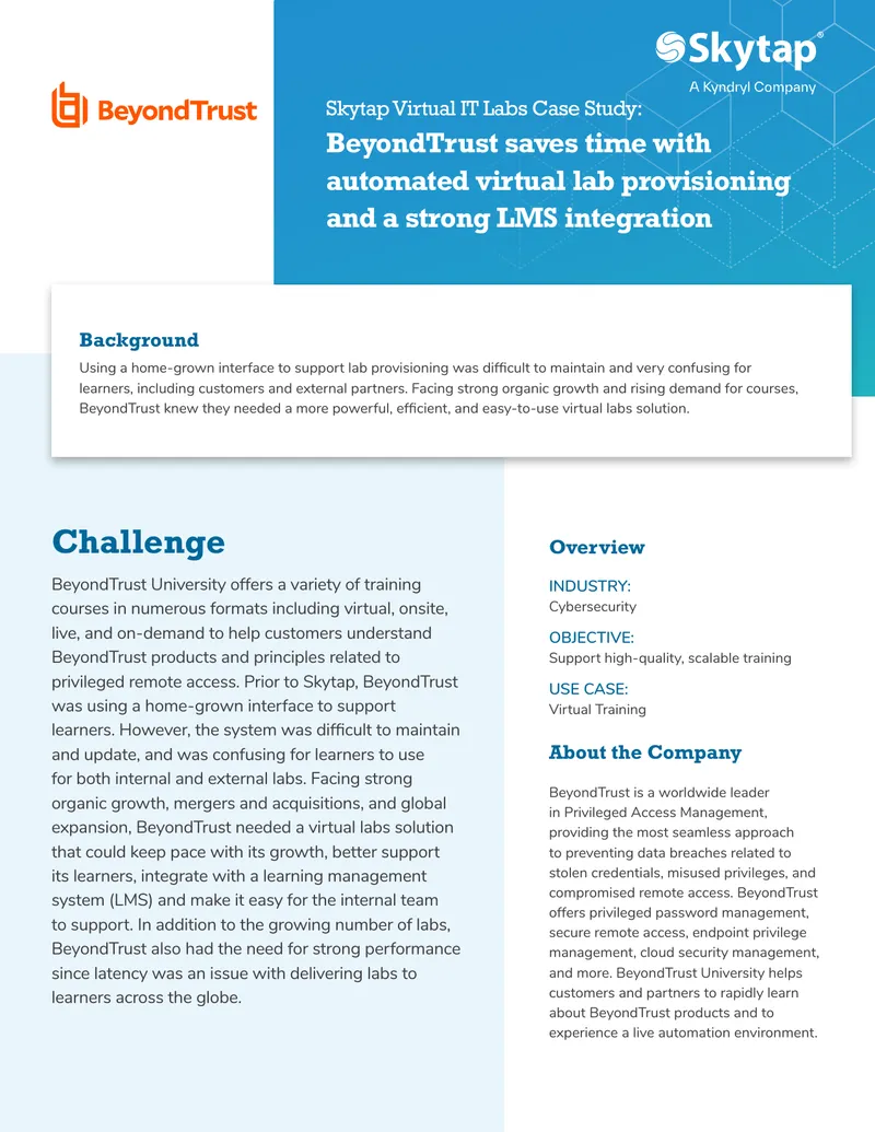 BeyondTrust University Virtual IT Labs Case Study