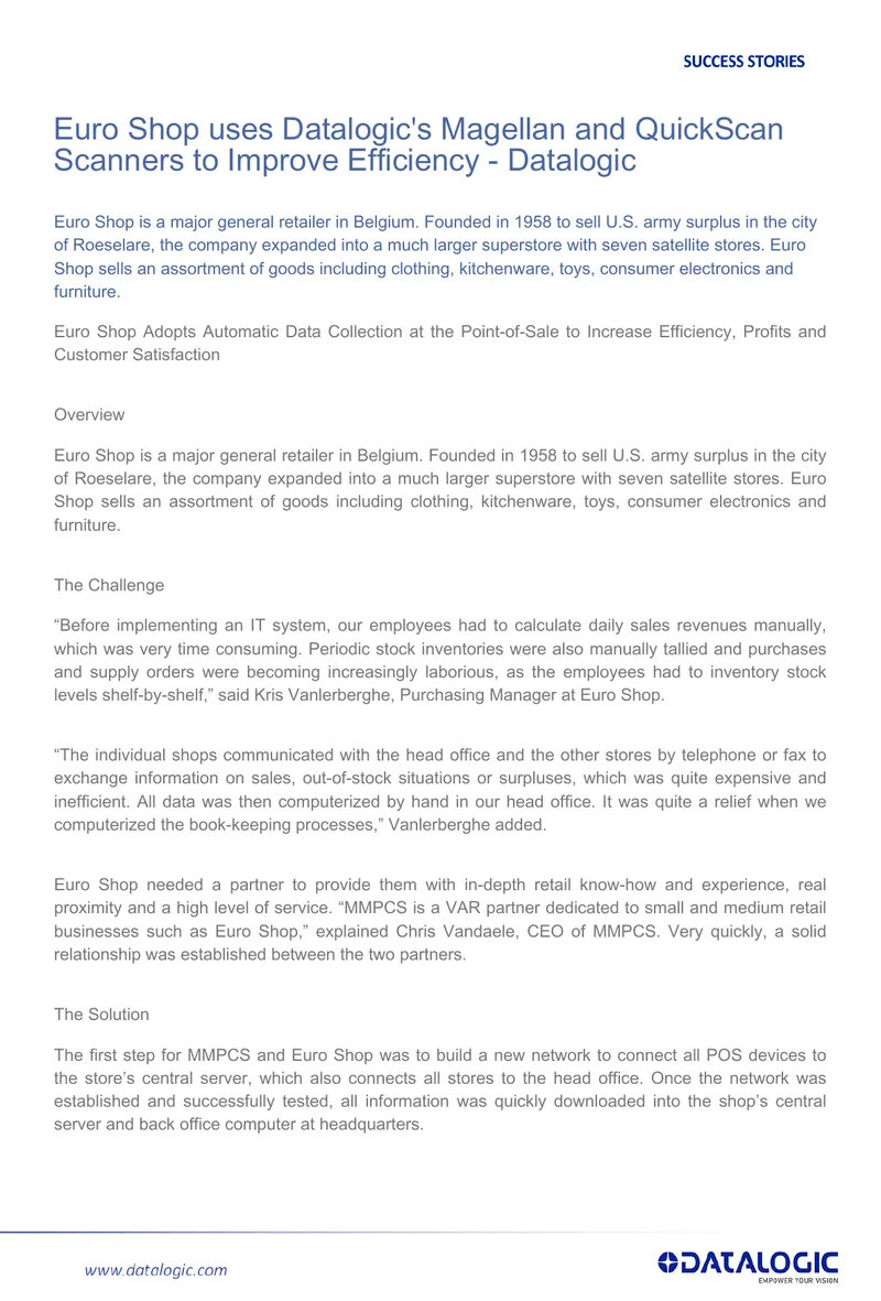 Euro Shop Implements Datalogic Scanners for Retail Efficiency