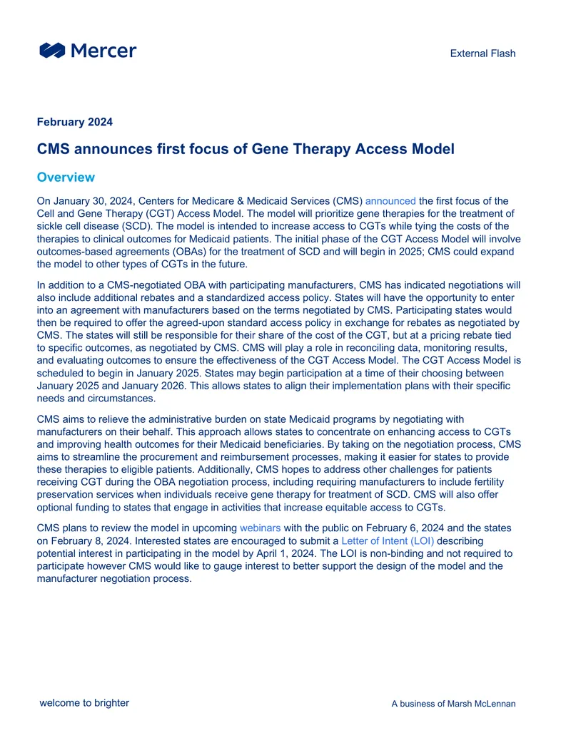 Gene Therapy Access Model for Sickle Cell Disease