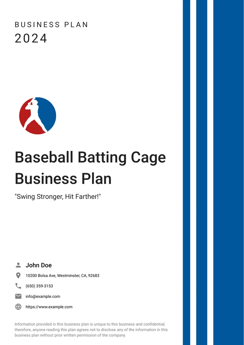 Baseball Batting Cage Business Plan 2024