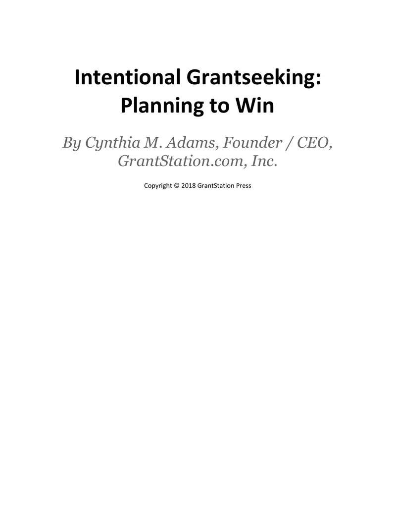 Intentional Grantseeking Planning Guide