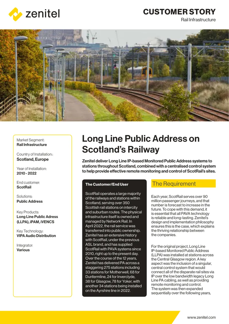 Long Line Public Address System Implementation for ScotRail