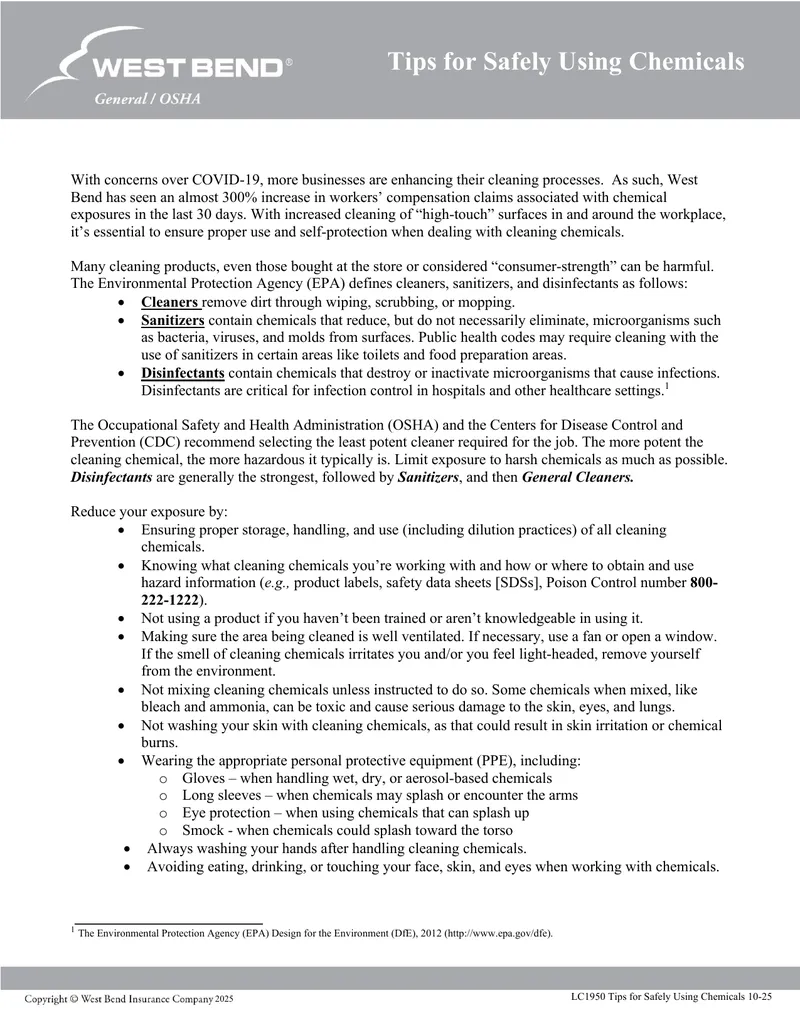 Tips for Safely Using Chemicals in the Workplace