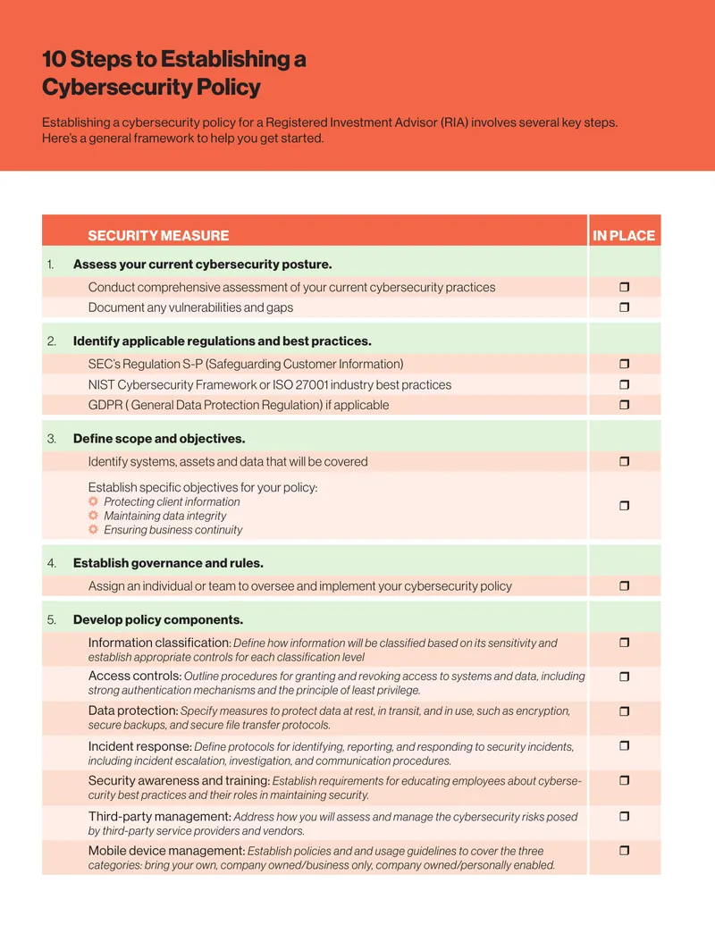 Steps for Establishing a Cybersecurity Policy