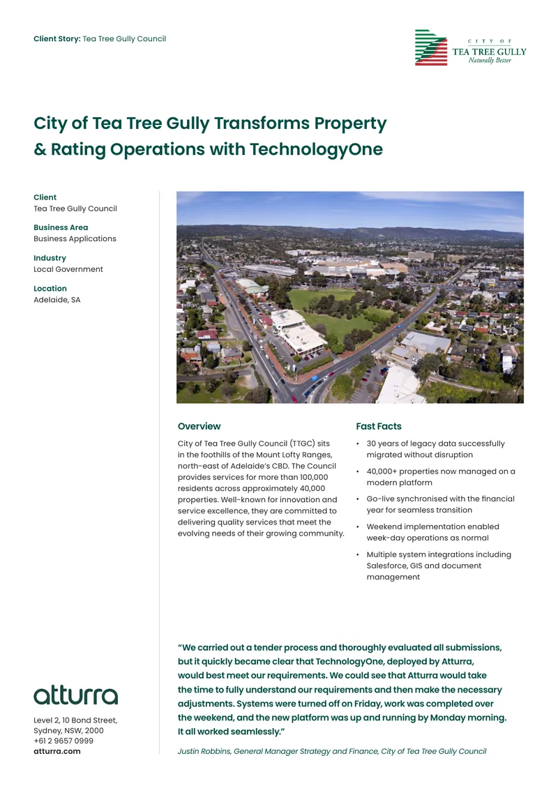 Tea Tree Gully Council Property and Rating System Transformation