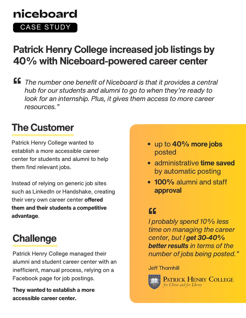 Patrick Henry College Career Center Case Study